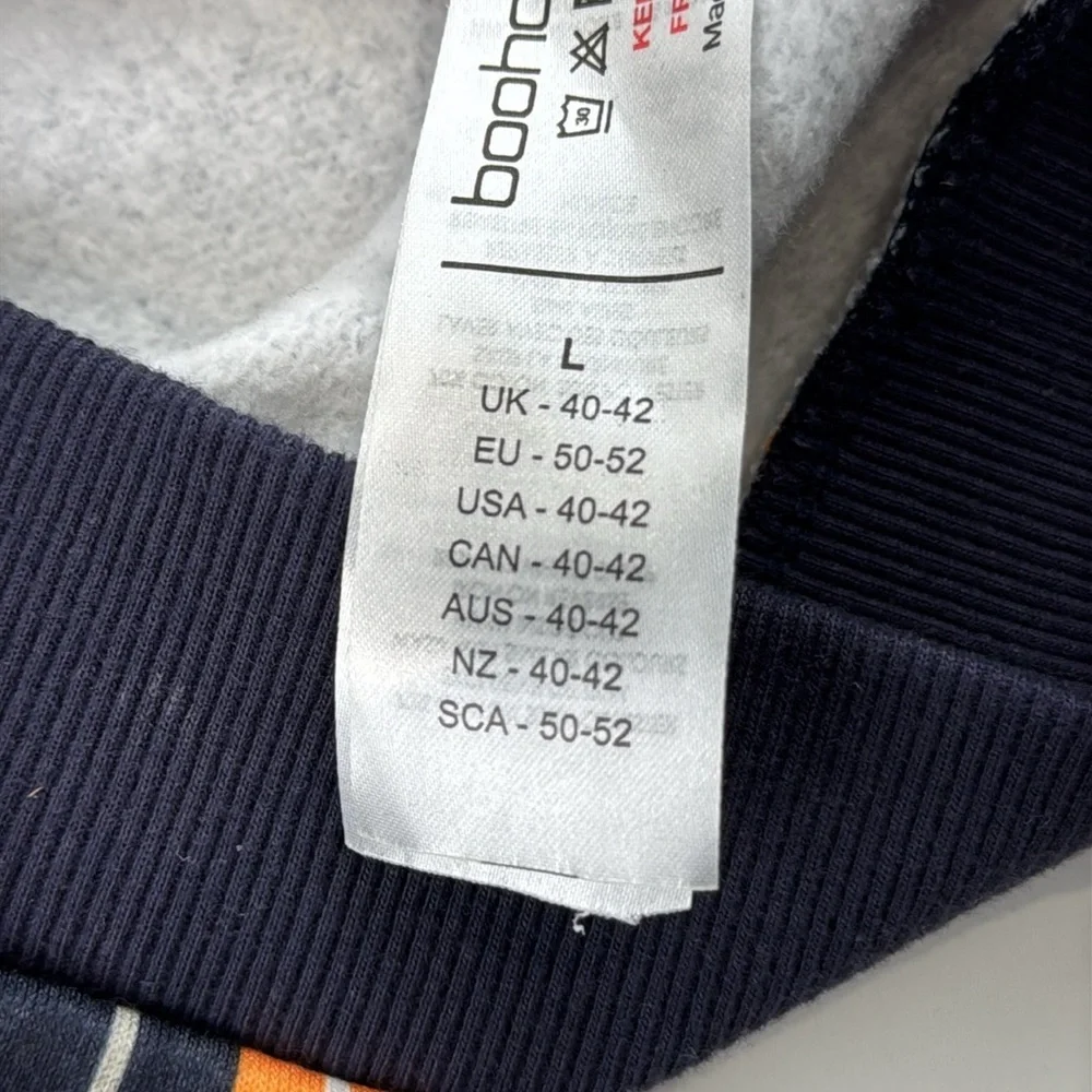 Boohoo Man Men's Navey Sweatshirt with Orange Vertical Stripes - Picture 9 of 10